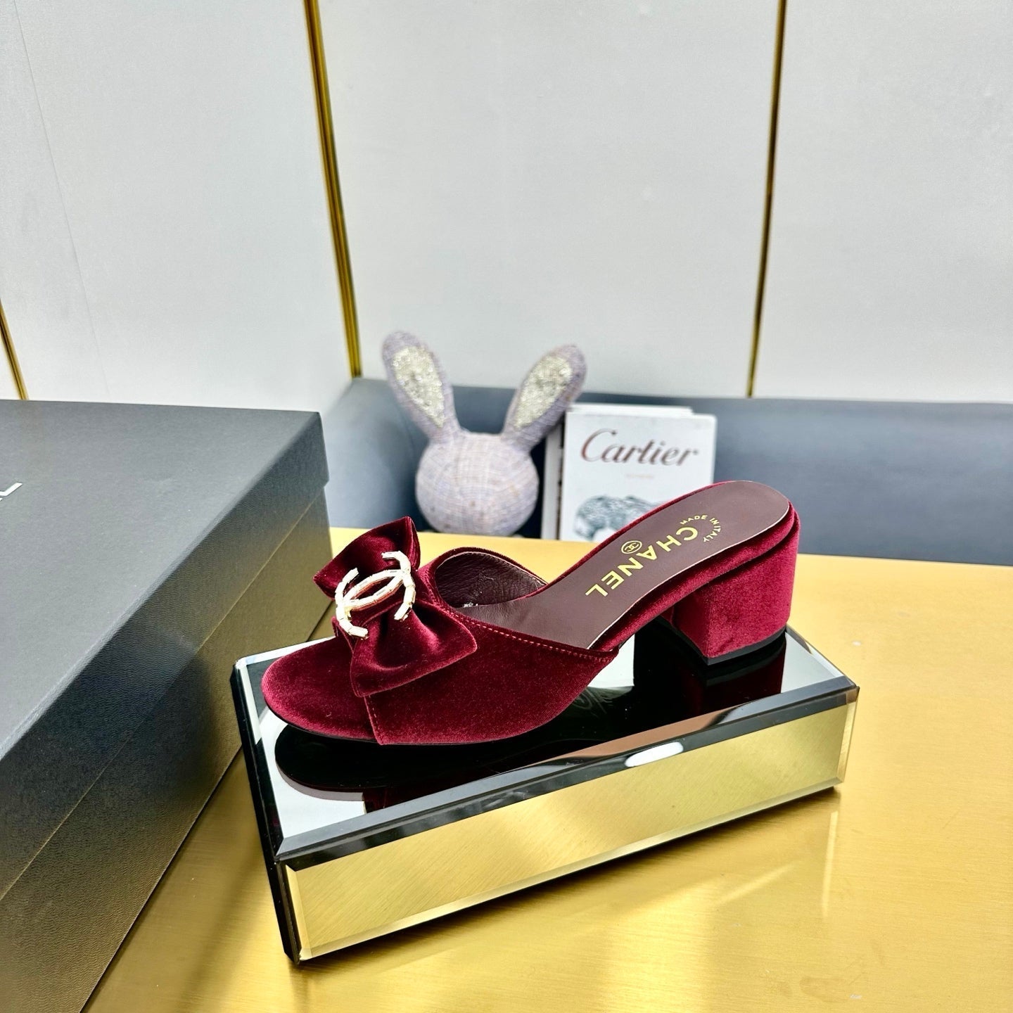 CC 25 Mid Heel Mules Burgundy Red Velvet 238479