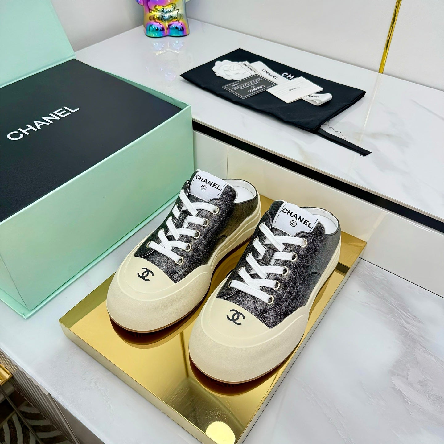 CC 25 Mules Sneaker Black Streak Calfskin 331182