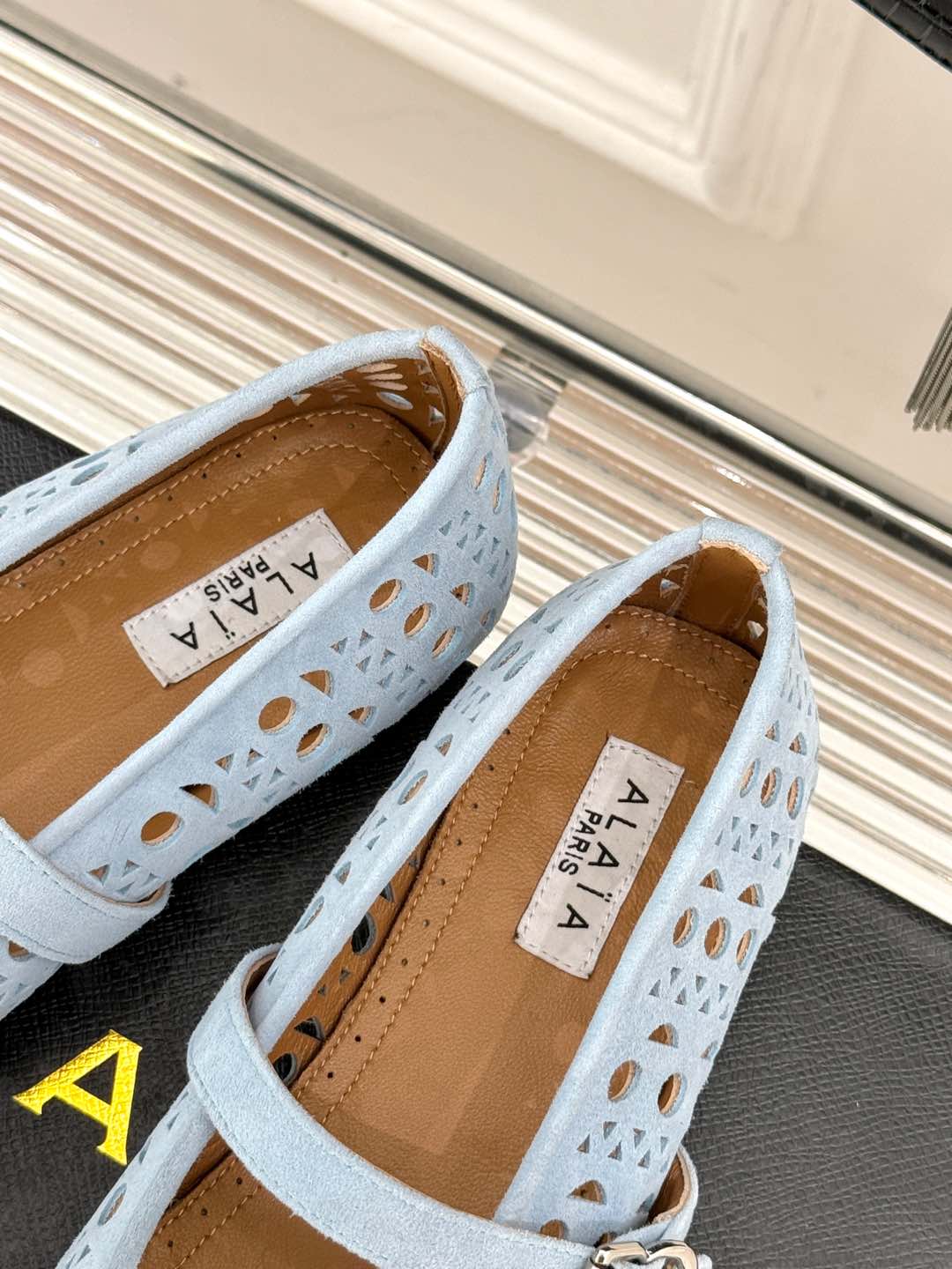 Alaia Women's Ballet Flat Light Blue Suede 293224