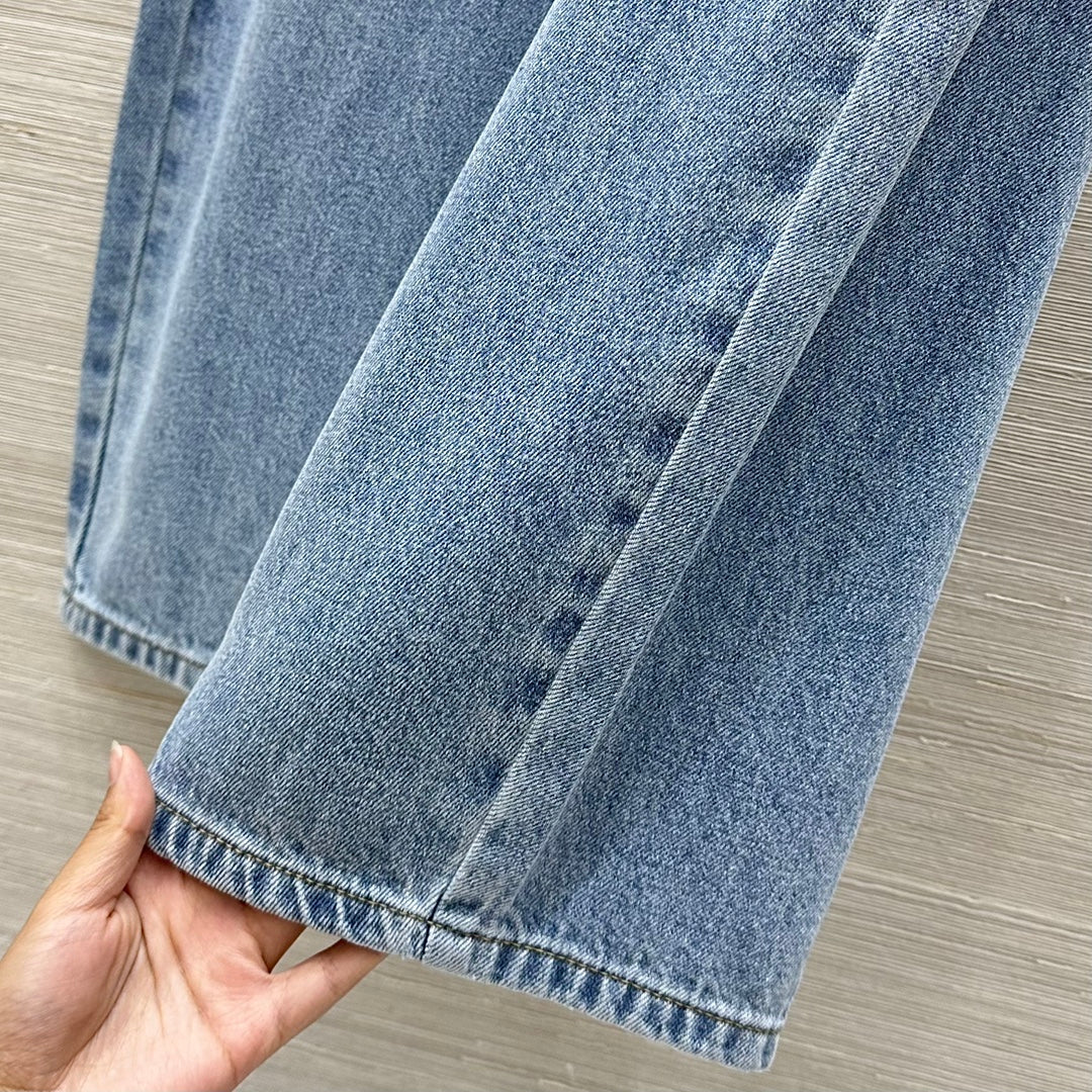 Loewe 25 Pocket Embossed Letter Straight Jeans Blue Cotton