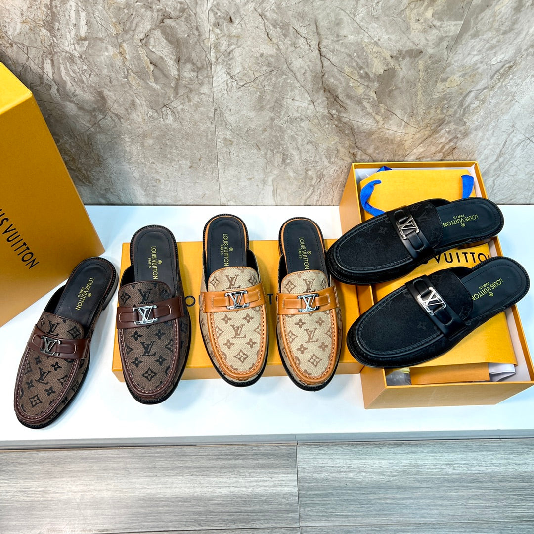 LV EASY MULE DARK BROWN MONOGRAM CANVAS