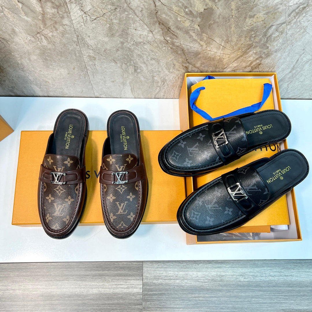 LV EASY MULE IN BROWN CHOCOLATE MONOGRAM CALFSKIN