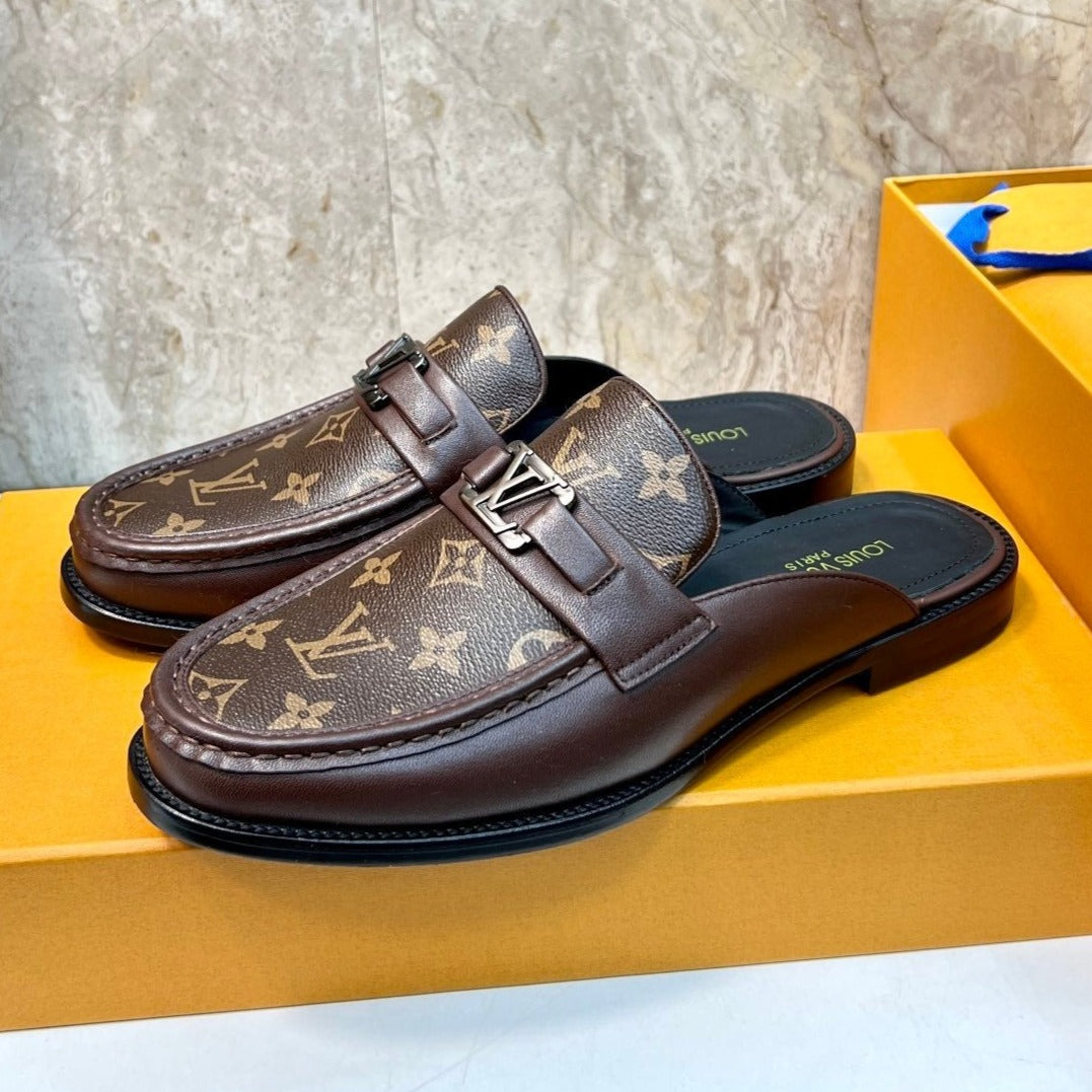LV EASY MULE IN BROWN CHOCOLATE MONOGRAM CALFSKIN