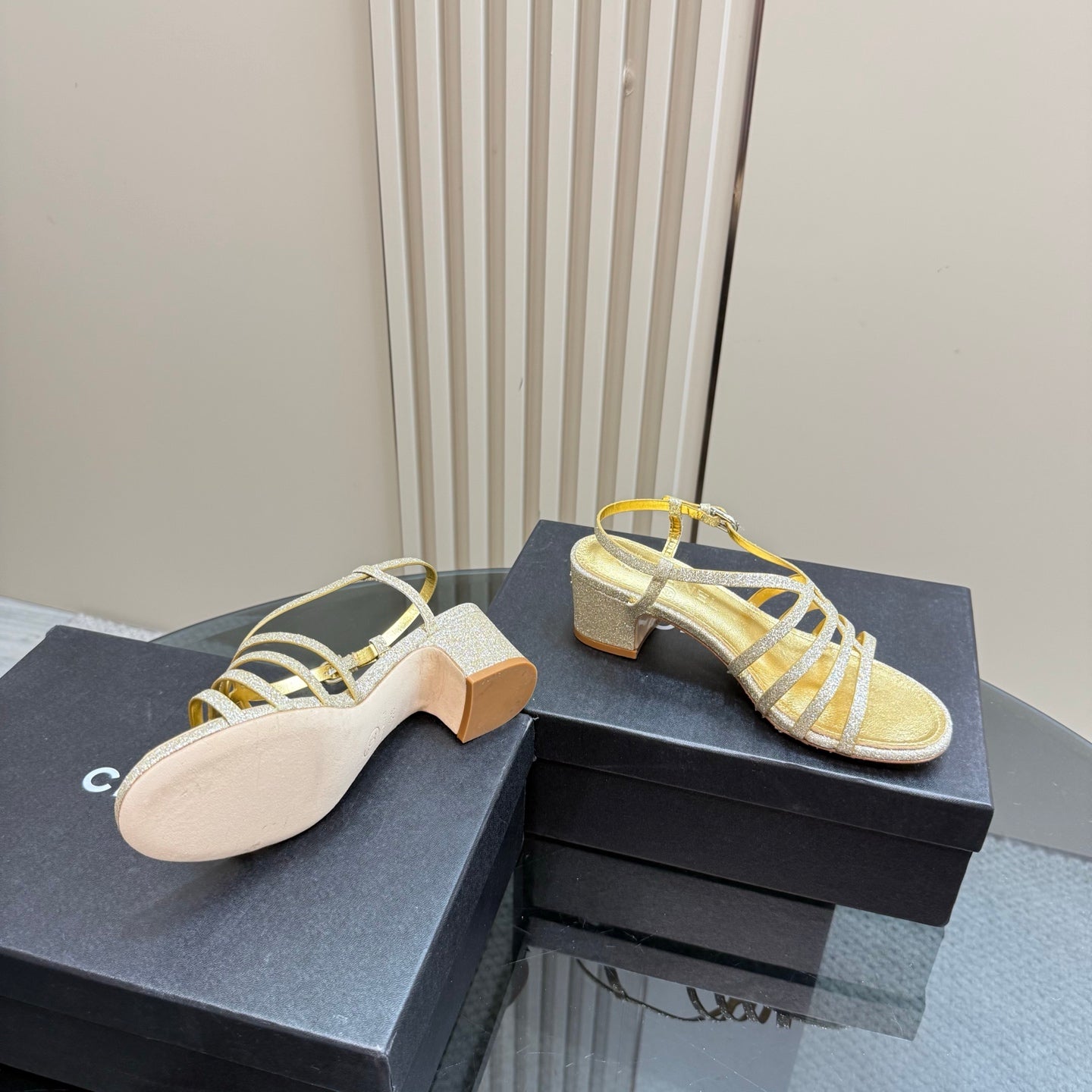 CC 25 Sandal Heels Gold Sheepskin 239418