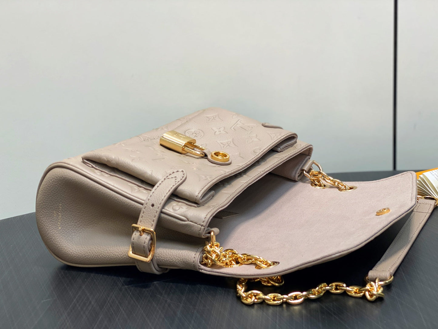 LV Anytime Flap Bag 29.5cm Dark Beige Calfskin