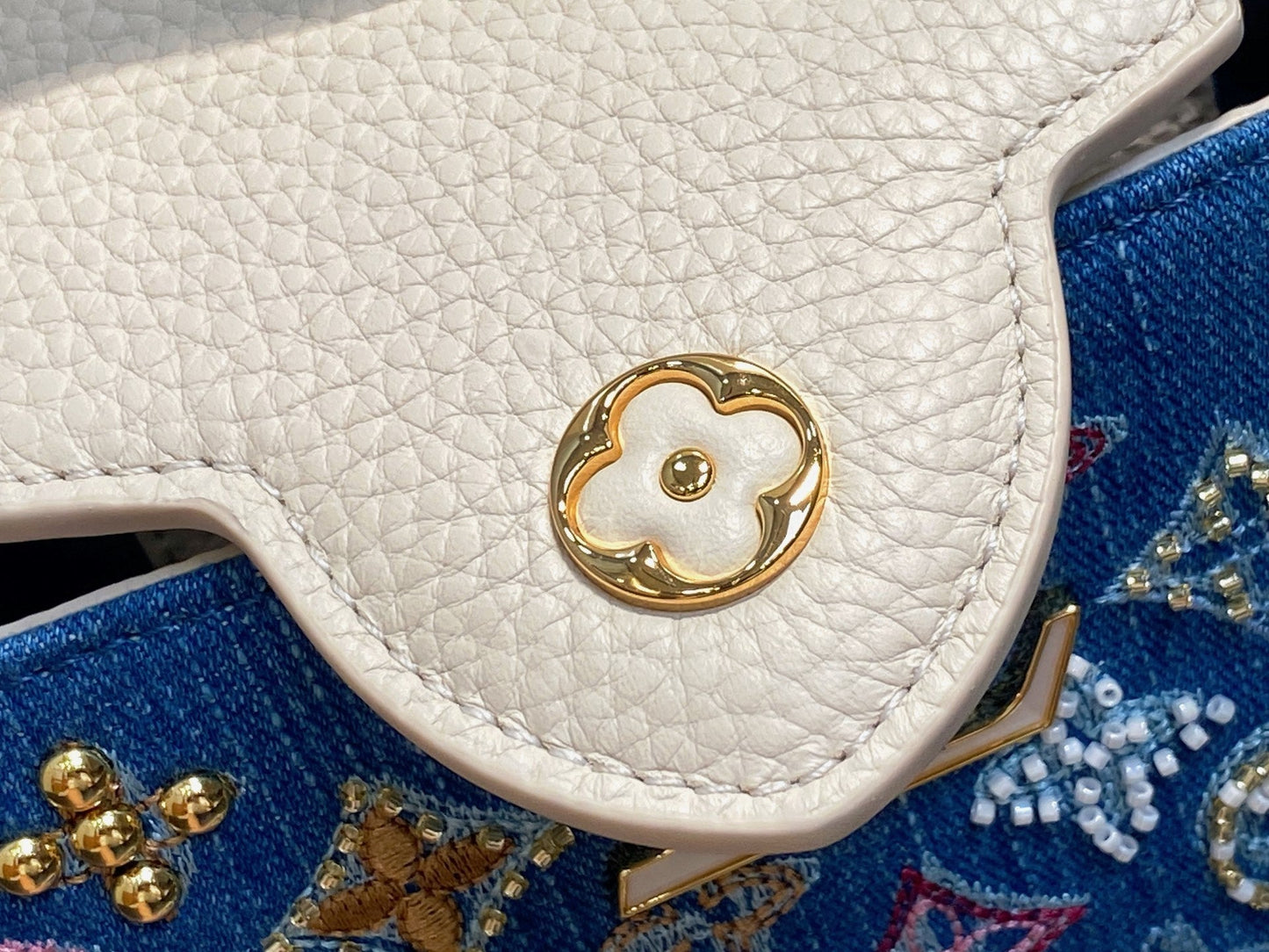 LV Capucines 21cm Bag Blue mix Colors Denim Leather 338217