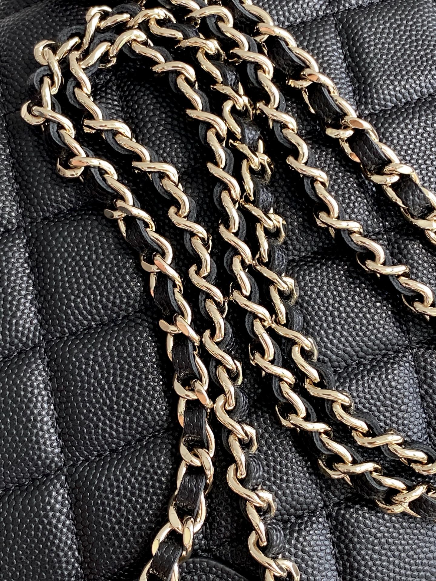 CC 25A Clutch With Chain 18cm Black Grained Calfskin
