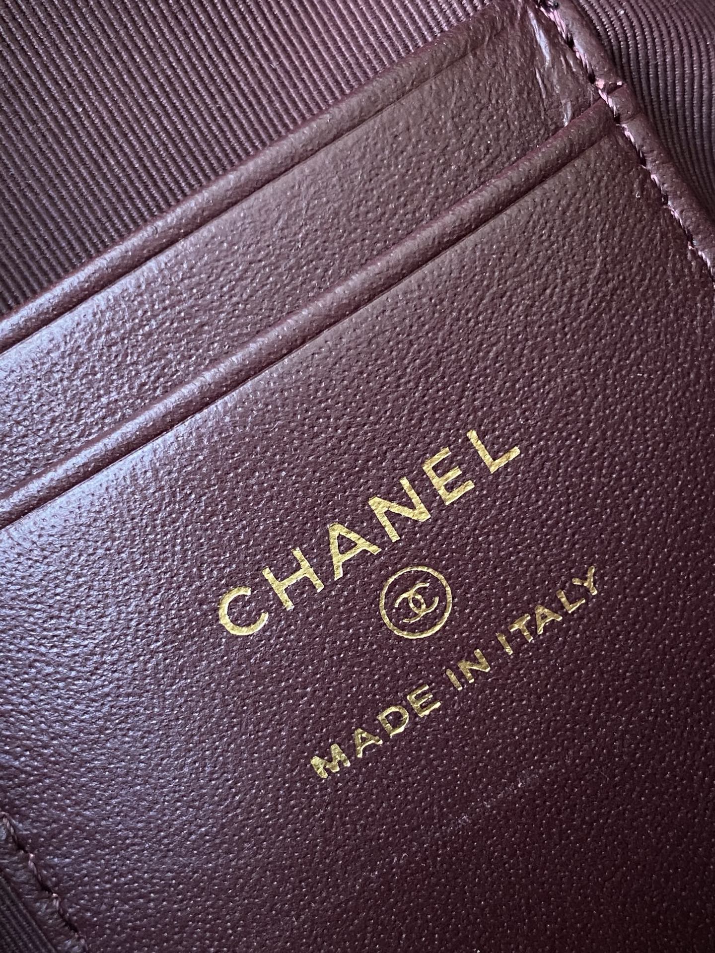 CC 25A Clutch With Chain 18cm Black Grained Calfskin