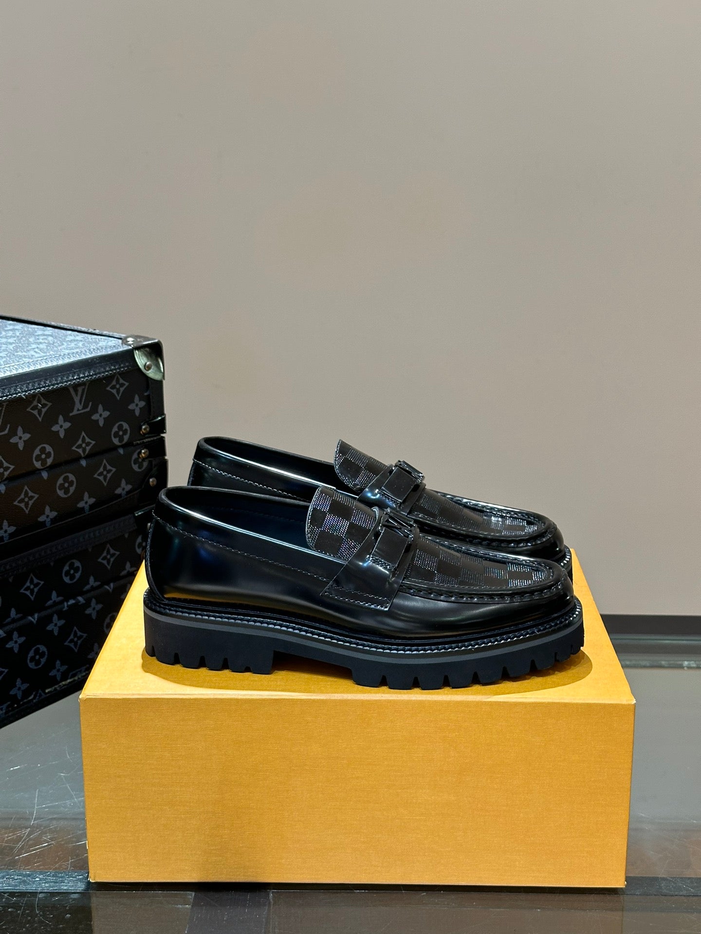 LV MAJOR LOAFER IN BLACK DAMIER CALFSKIN