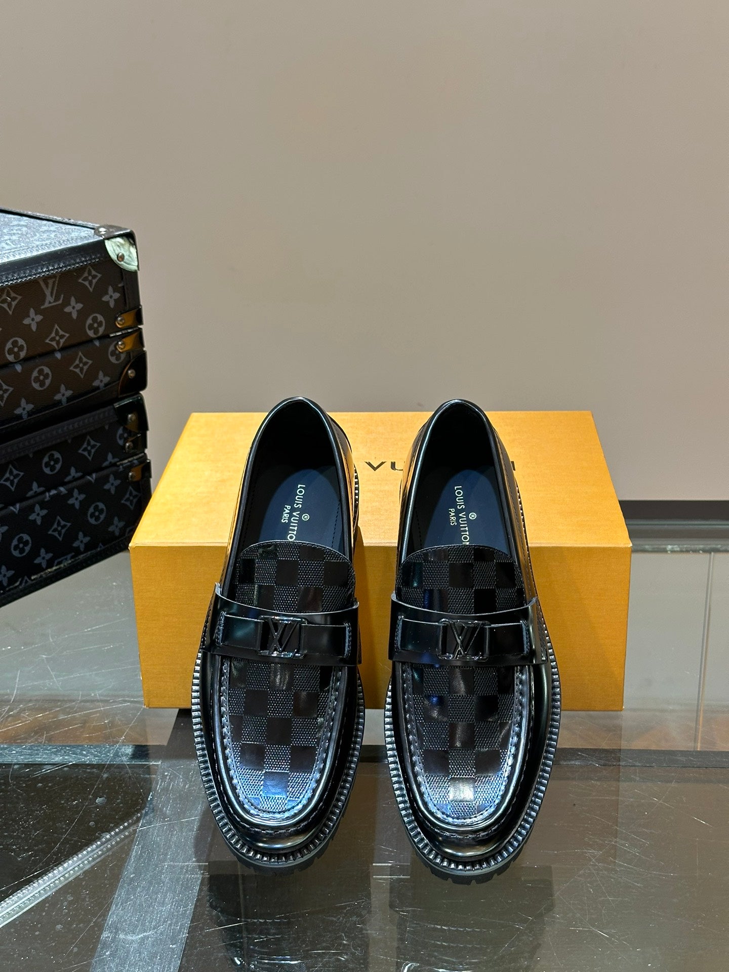 LV MAJOR LOAFER IN BLACK DAMIER CALFSKIN