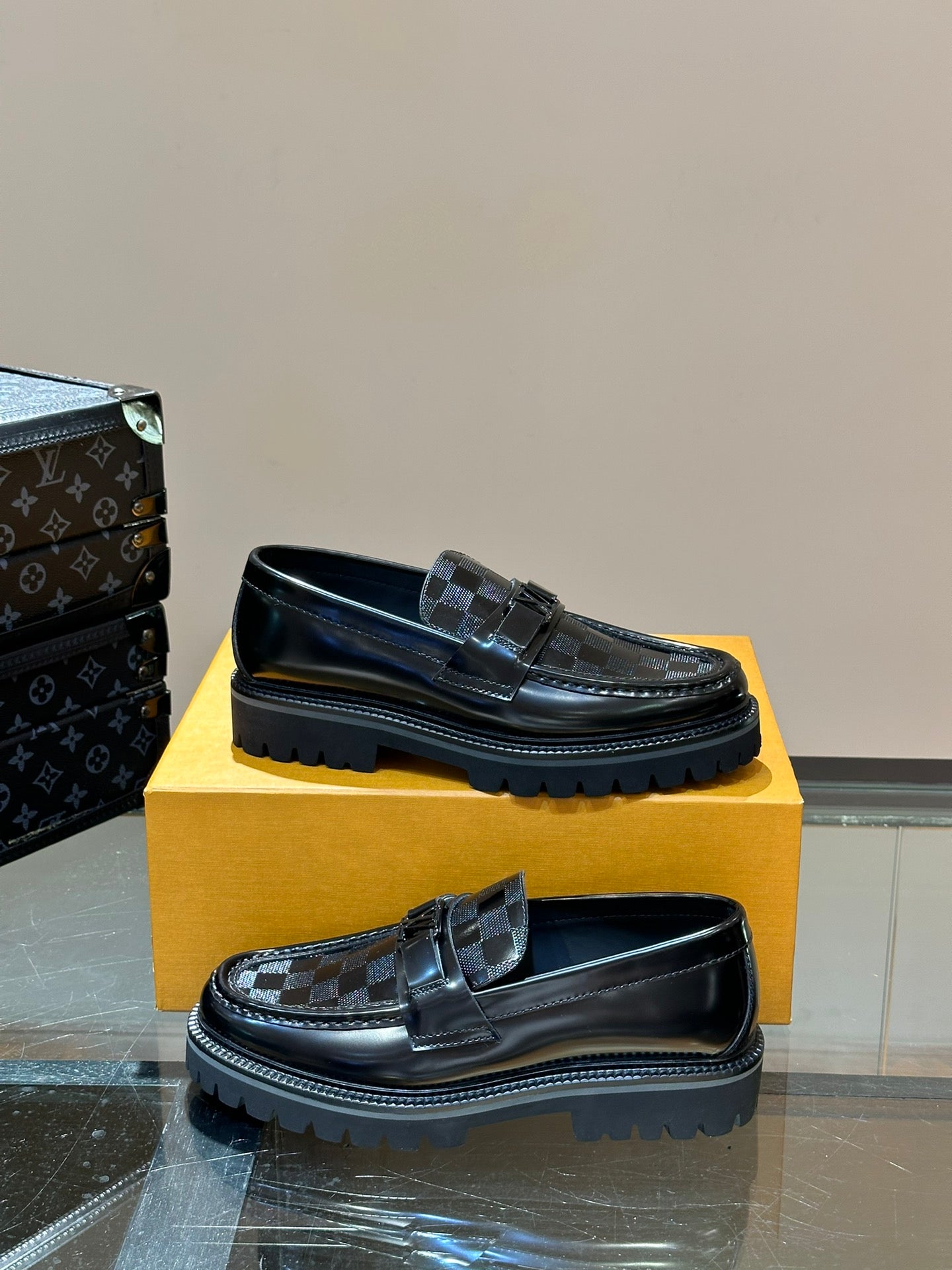 LV MAJOR LOAFER IN BLACK DAMIER CALFSKIN