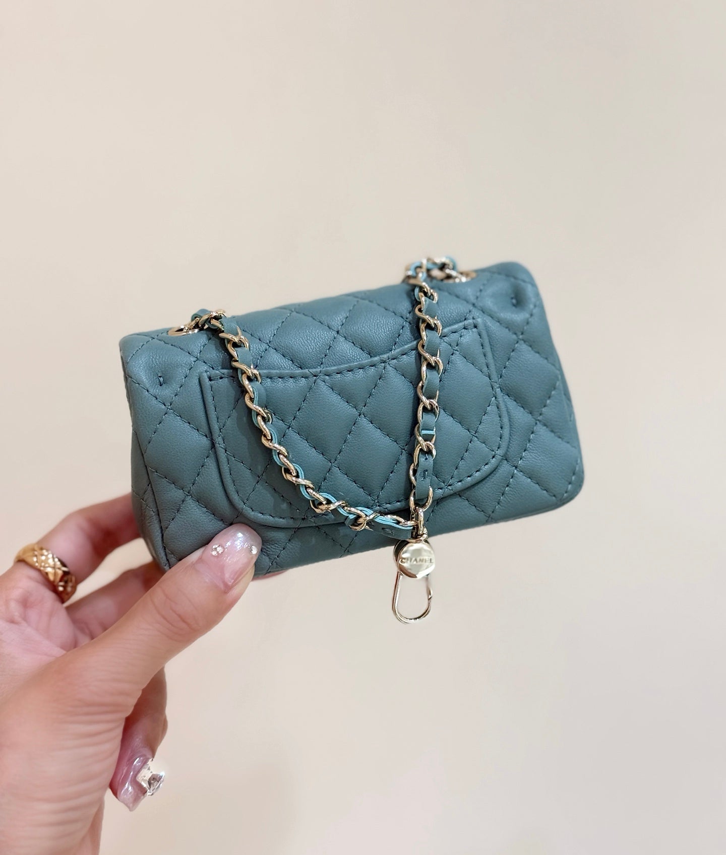 CC 25A super mini bag dusty turquoise lambskin