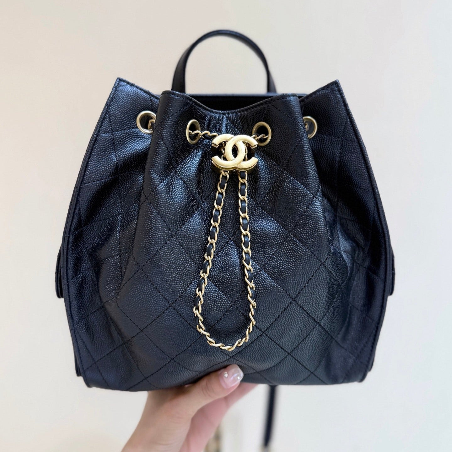 CC 25B backpack bag black calfskin 342108
