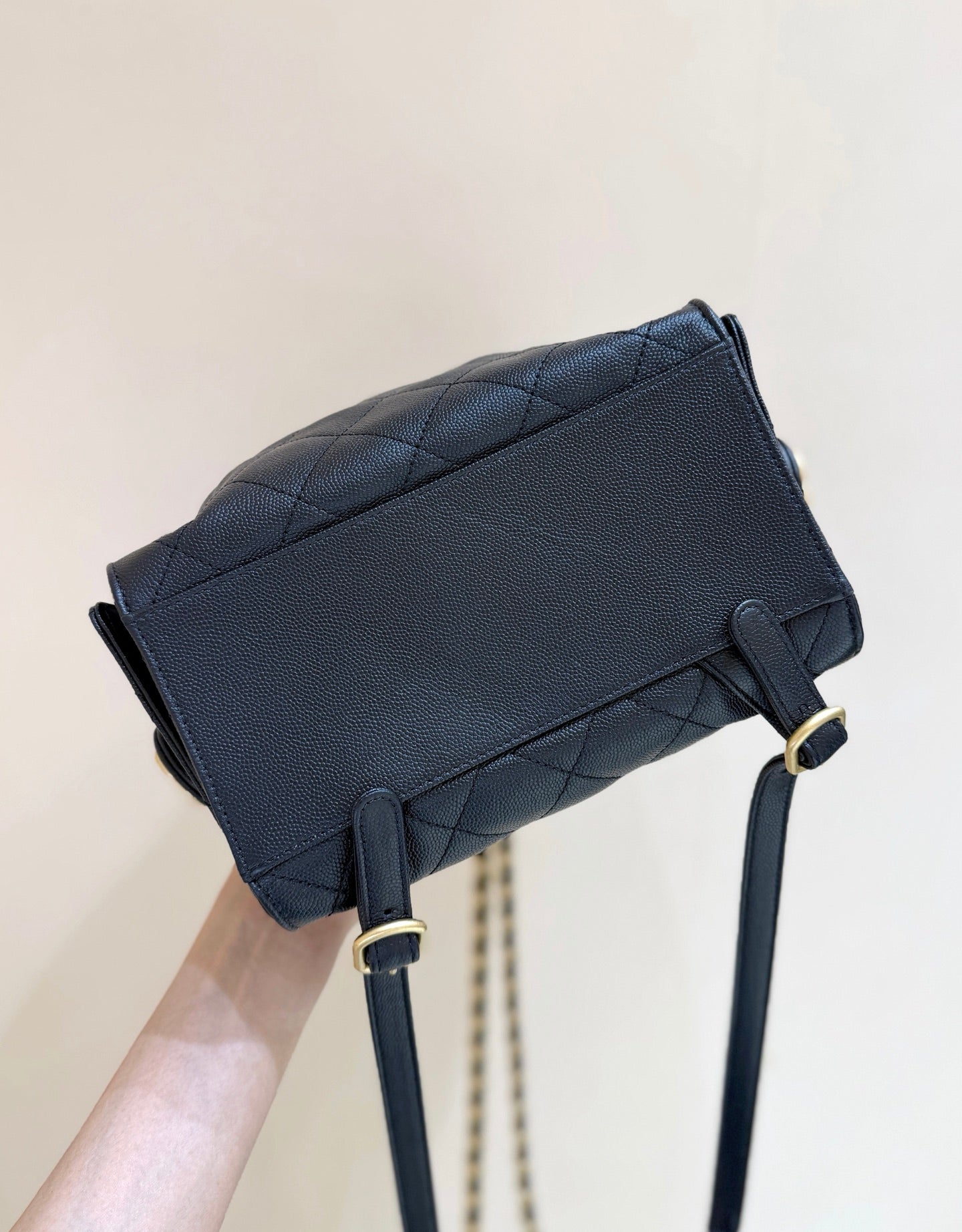CC 25B backpack bag black calfskin 342108