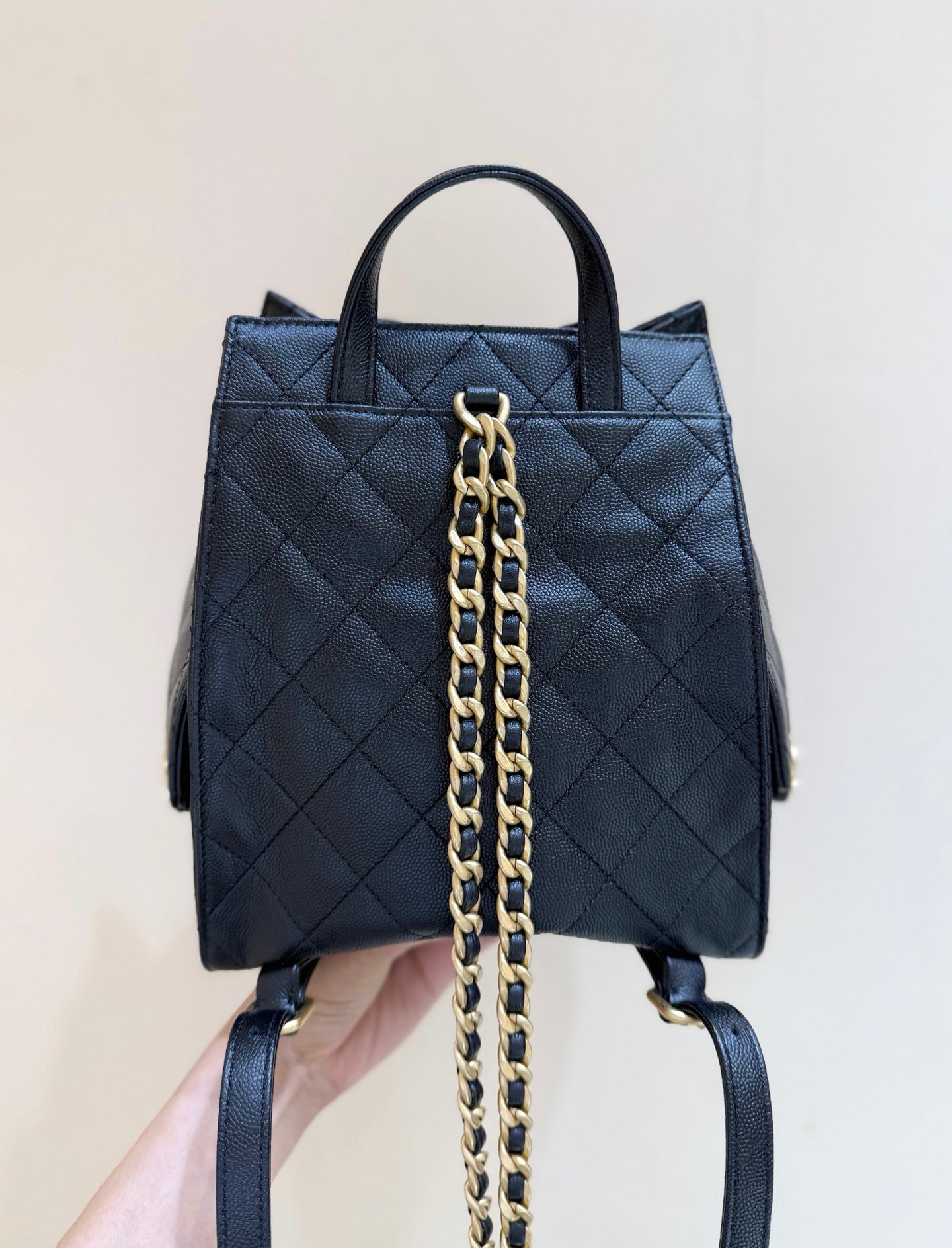 CC 25B backpack bag black calfskin 342108