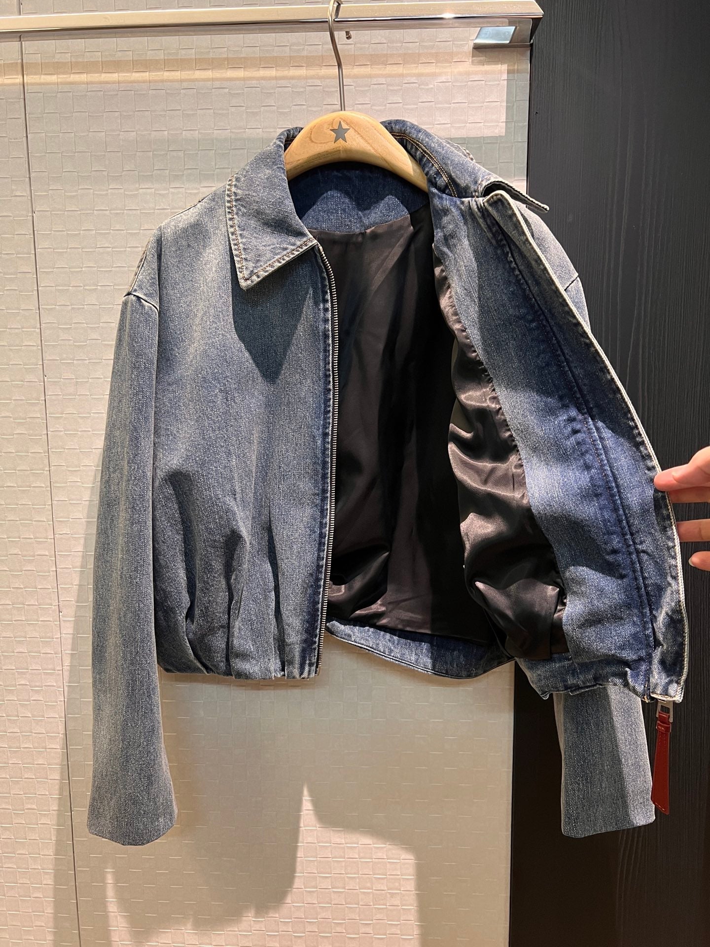 Loewe Draped Denim Jacket Blue Cotton