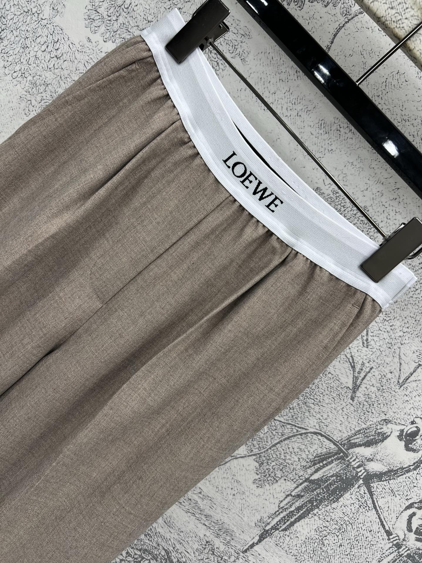 Loewe 25 Logo Ribbon Pants Ligth Brown Polyester Fiber
