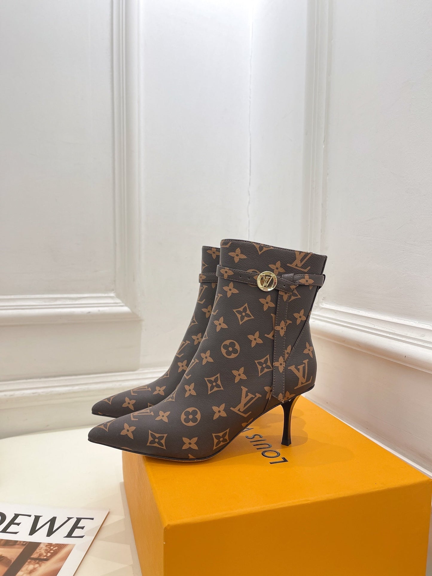 LV Stellar Ankle Boot 70mm Dark Brown Monogram Calfskin