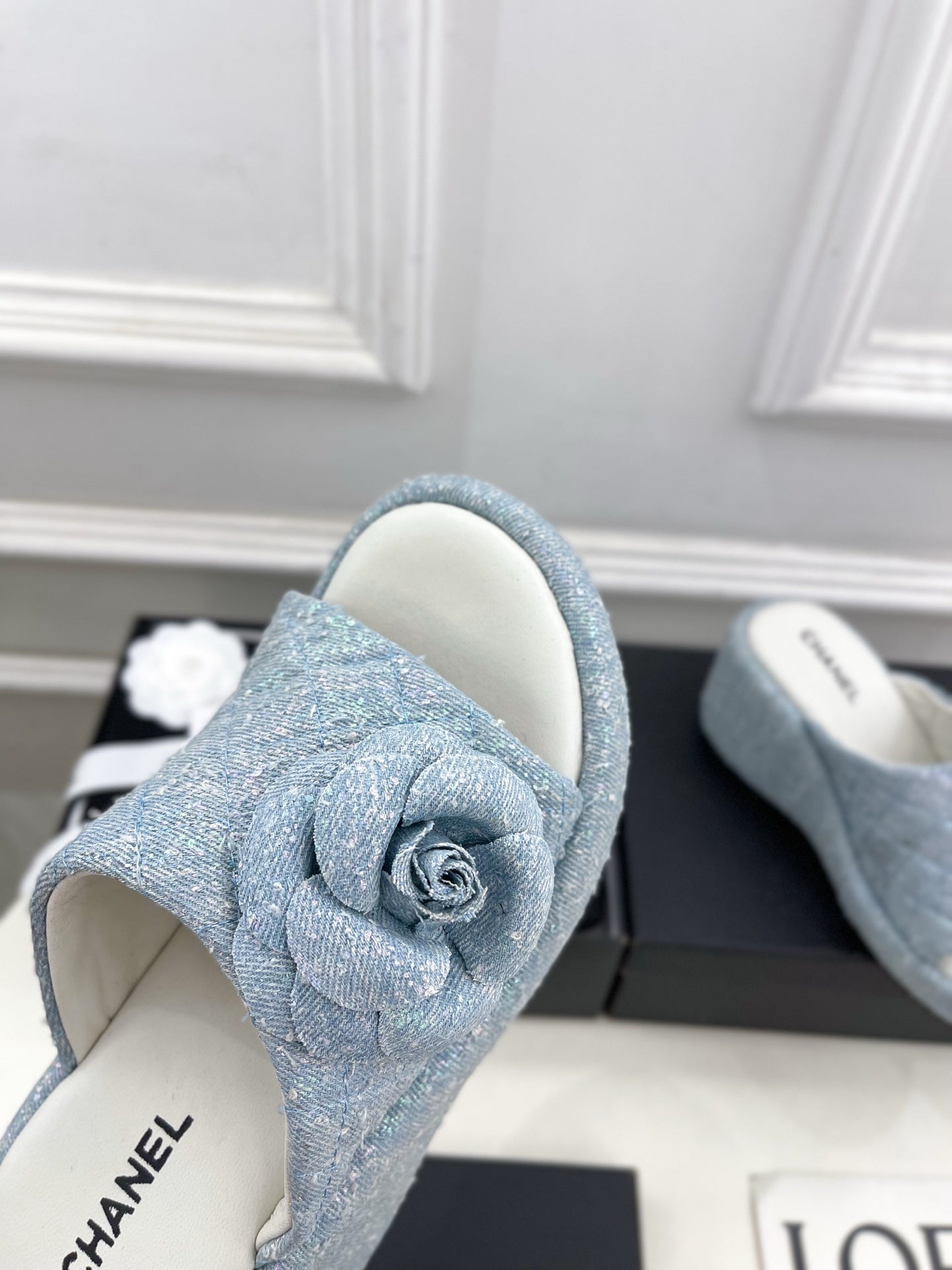 CC 25 Platform Slippers Blue Sheepskin 331006
