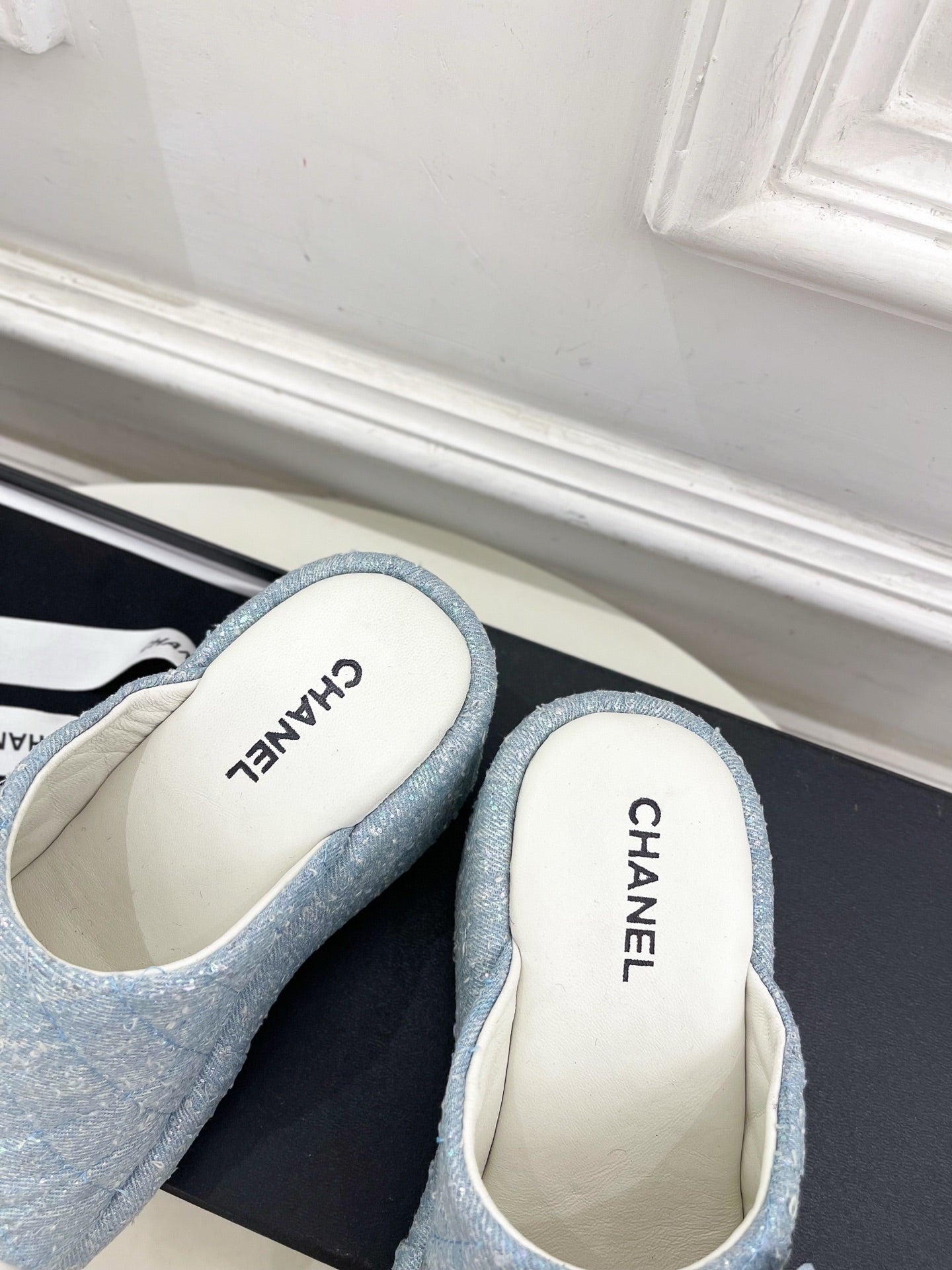 CC 25 Platform Slippers Blue Sheepskin 331006