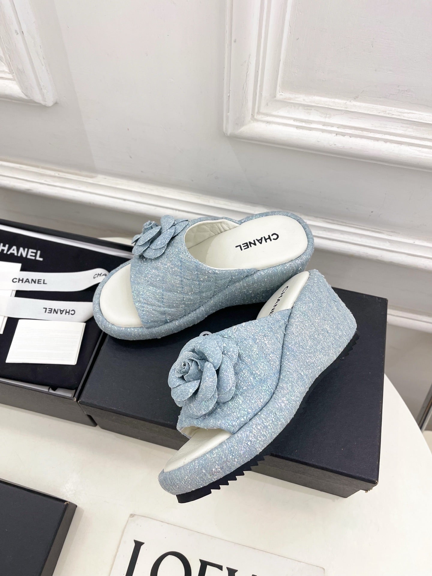 CC 25 Platform Slippers Blue Sheepskin 331006