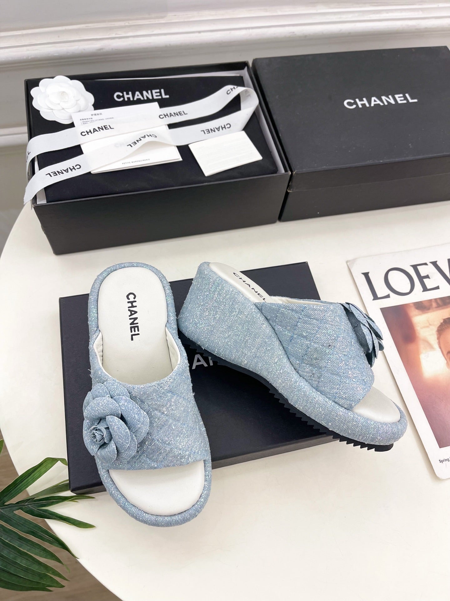 CC 25 Platform Slippers Blue Sheepskin 331006