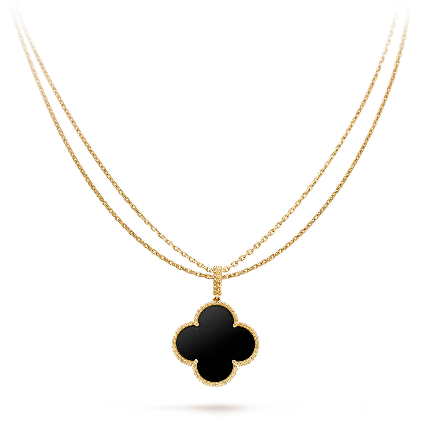 CLOVER SILVER ONYX BIG CLOVER NECKLACE
