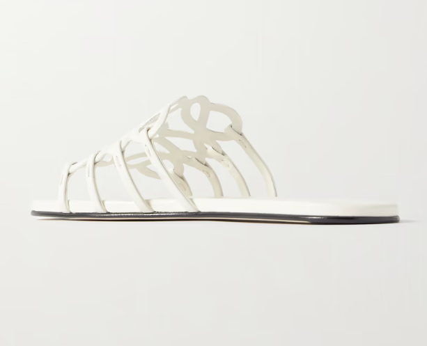 Loew Petal Anagram Leather Slides White