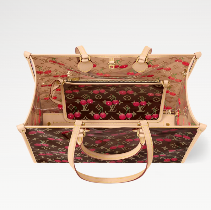 LV Monogram Cherry Pattern Bag Transparent Cowhide