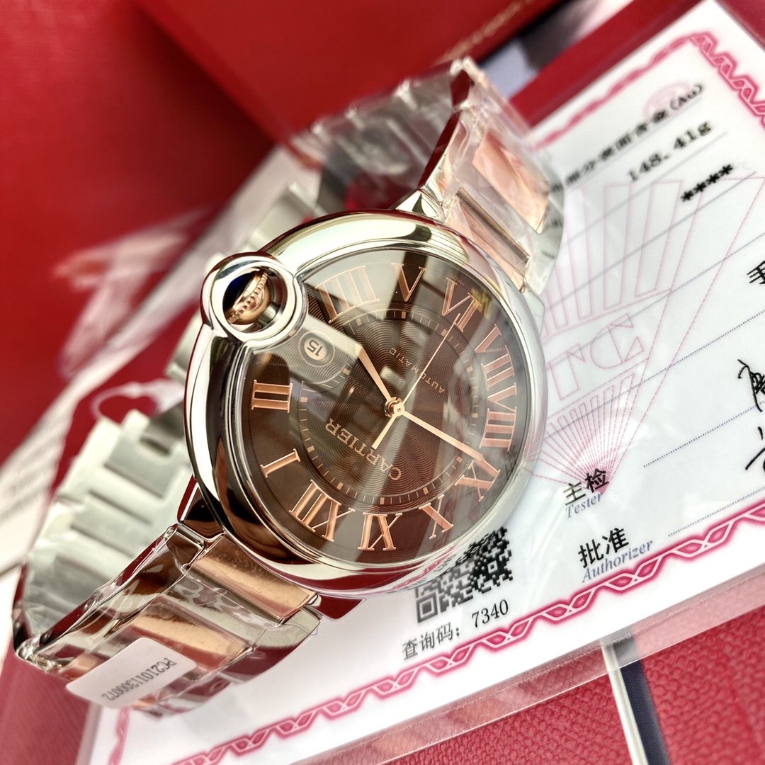 BALLON BLEU 42 TWO TONE ROSE GOLD CASE BROWN DIAL