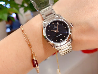 AQUA TERRA 28MM QUARTZ STEEL BLACK DIAL