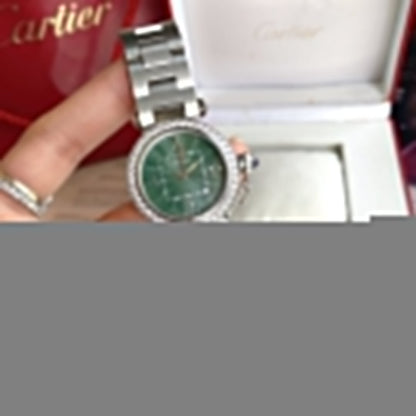 CARTIE PASHA 35MM QUARTZ STEEL CASE DIAMOND BEZEL BLUE DIAL