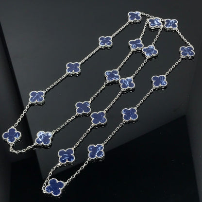 CLOVER 20 MOTIF SILVER PIETERSITE NECKLACE