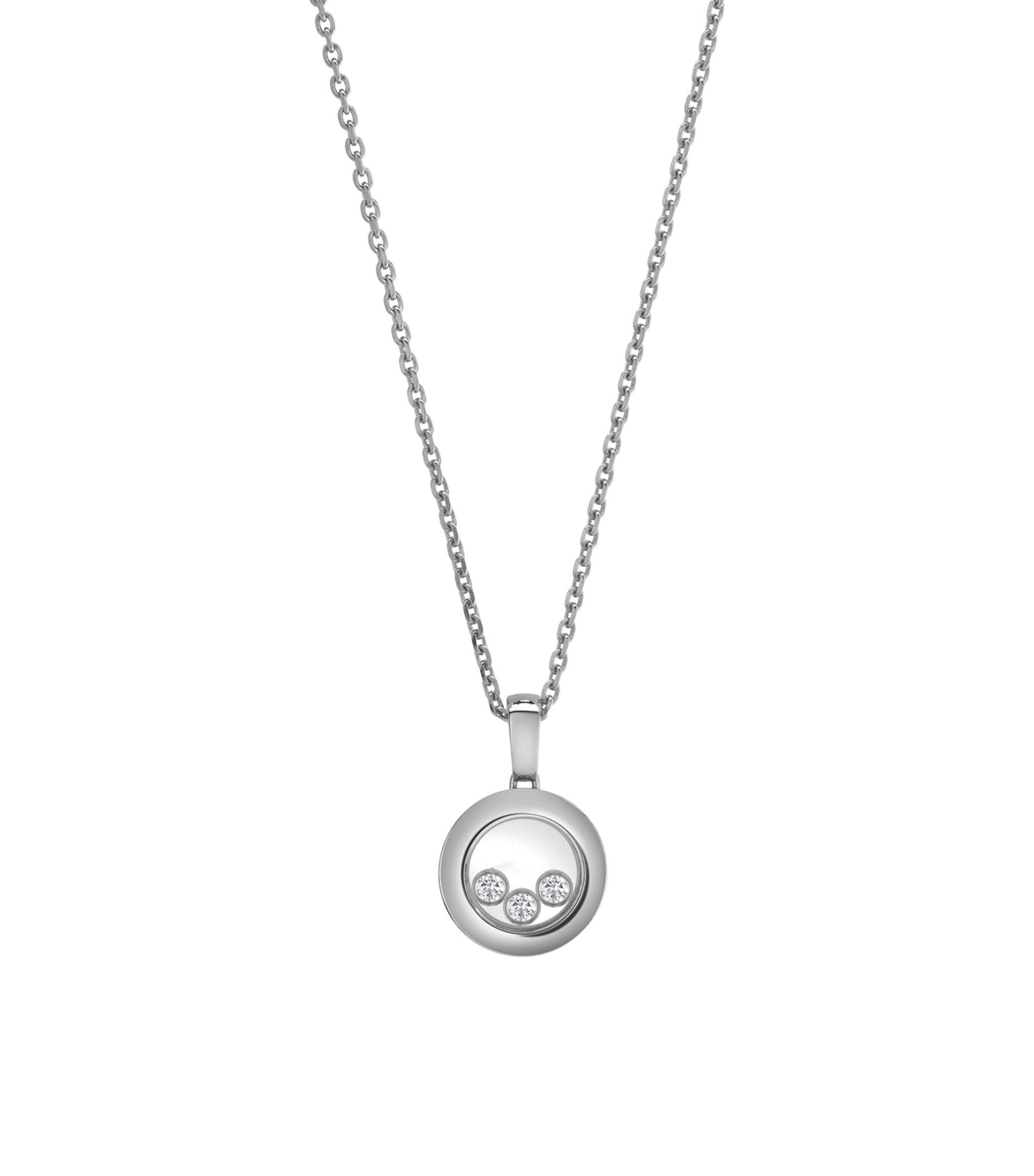 HAPPY PEDANT SILVER 3 DIAMOND NECKLACE