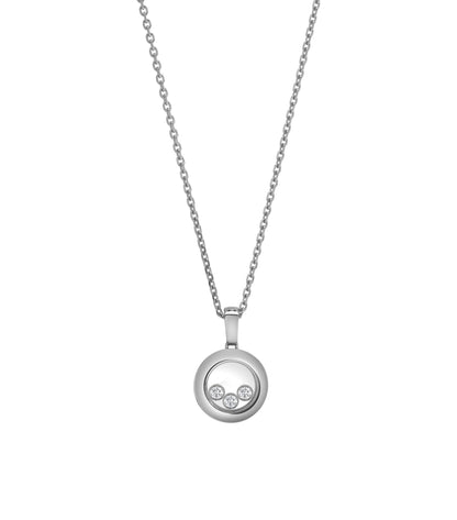HAPPY PEDANT SILVER 3 DIAMOND NECKLACE