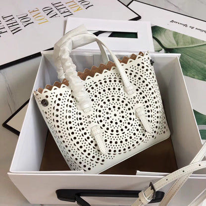 ALAIA MINA 20 BAG IN VIENNE WAVE WHITE CALFSKIN