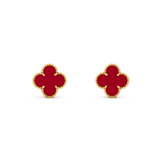 CLOVER MEDIUM CARNELIAN PINK GODL EARRINGS
