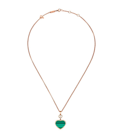 HAPPY HEART MALACHITE NECKLACE PINK GOLD DIAMOND