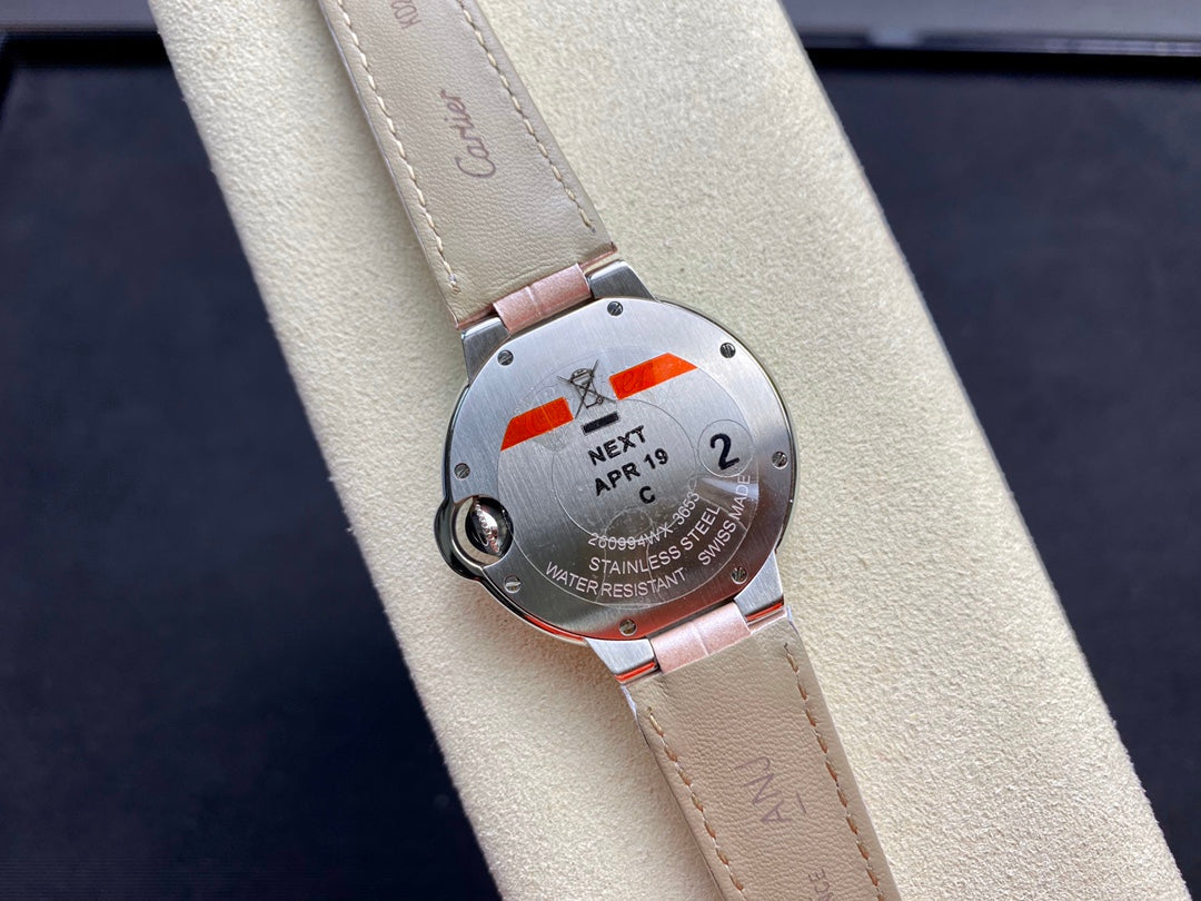 Cartier Balloon 33mm Silver Pink Leather