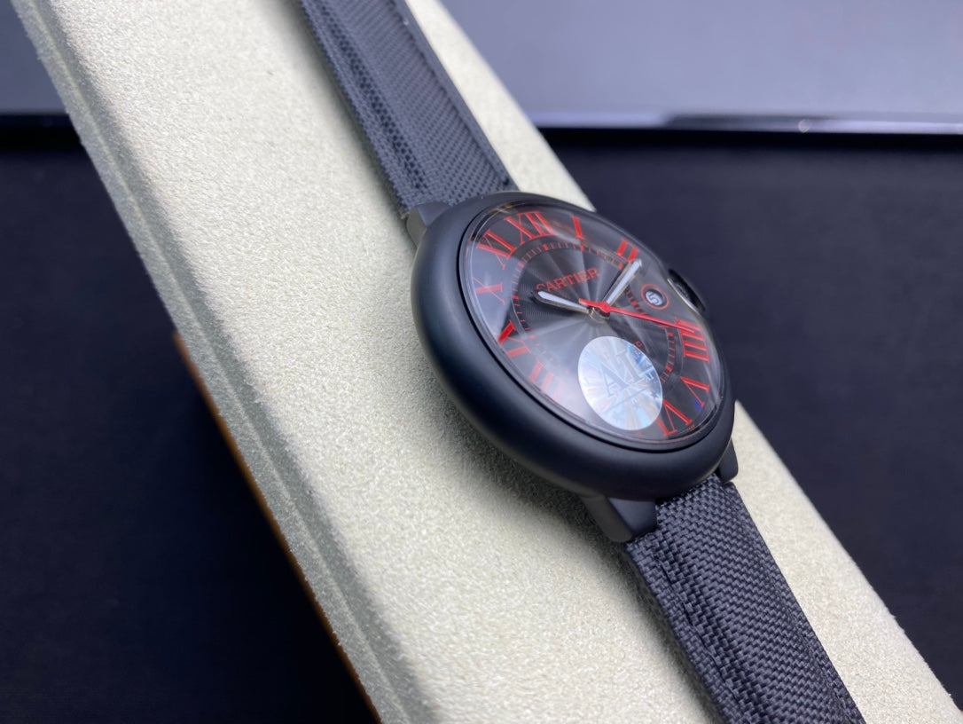 Cartier Balloon 42mm Black Red Automatic