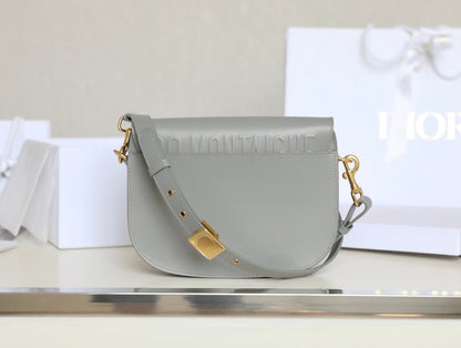 MEDIUM CD BOBBY 22CM DARK GREY CALFSKIN GOLD HARDWARE