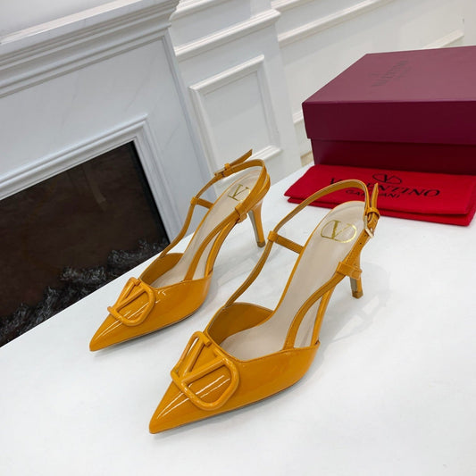 Valentino Slingback Pump 40MM Yellow Patent Leather 239910