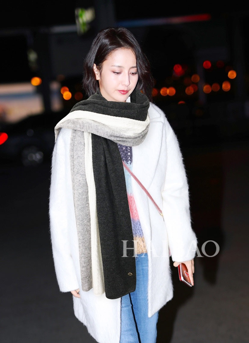 LP Scarf 190 CM In Grey White Mix Black Cashmere  649676