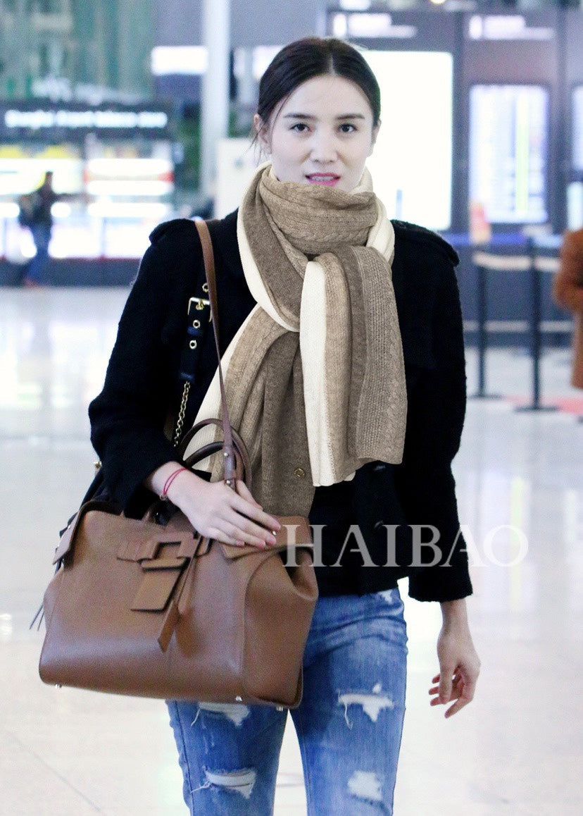 LP Scarf 190 CM In Beige White Mix Grey Brown Cashmere 649677