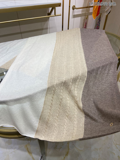 LP Scarf 190 CM In Beige White Mix Grey Brown Cashmere 649677