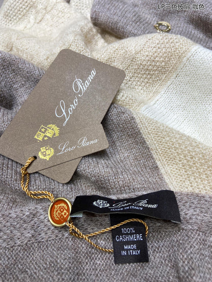 LP Scarf 190 CM In Beige White Mix Grey Brown Cashmere 649677