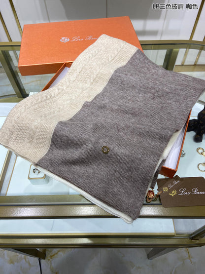 LP Scarf 190 CM In Beige White Mix Grey Brown Cashmere 649677