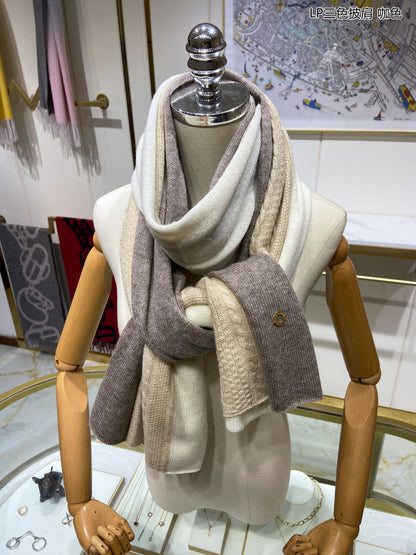 LP Scarf 190 CM In Beige White Mix Grey Brown Cashmere 649677