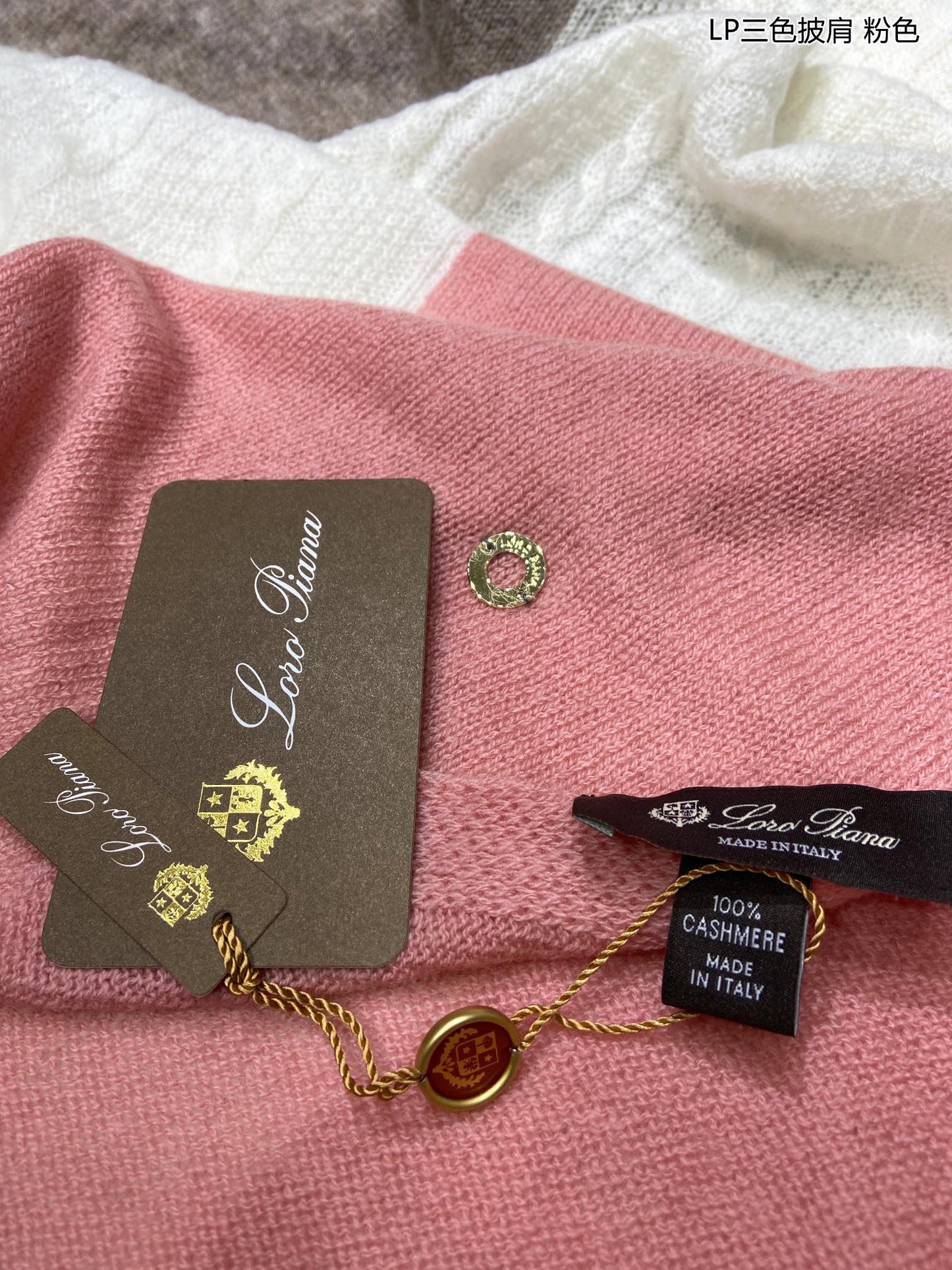 LP Scarf 190 CM In Pink Mix White Earth Brown Cashmere 649678