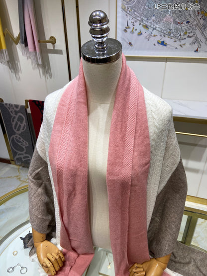 LP Scarf 190 CM In Pink Mix White Earth Brown Cashmere 649678